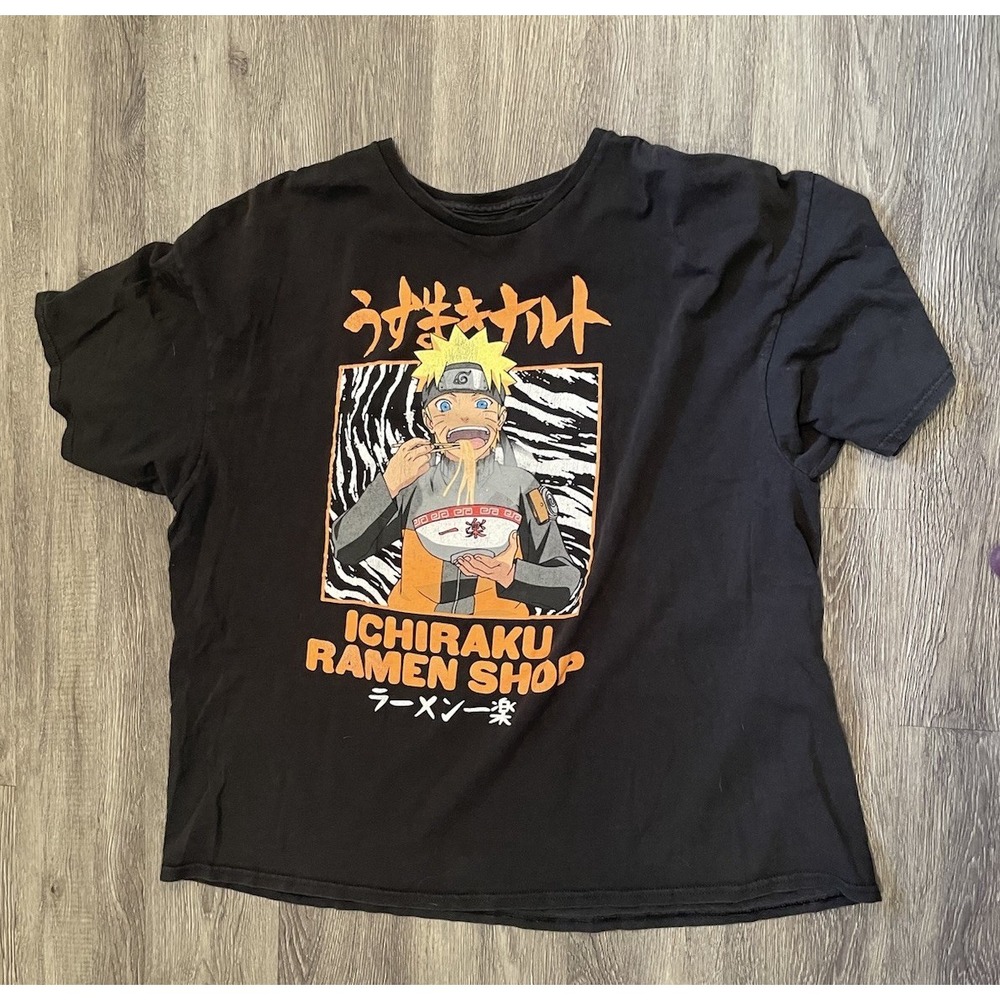 Naruto Shippuden Graphic T-Shirt Men's 3XL Ichiraku‎ Ramen Shop Black Anime
